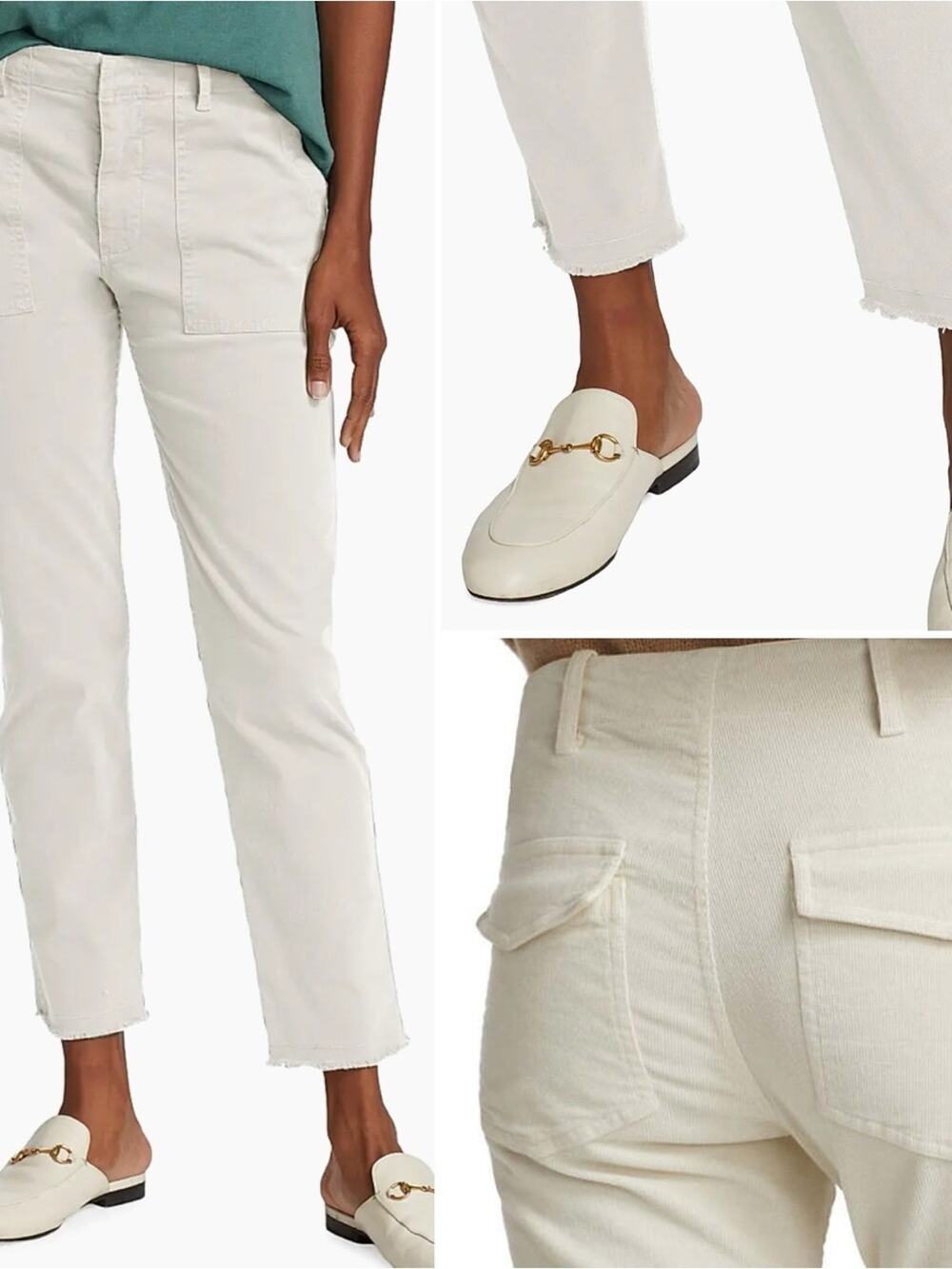 NILI LOTAN $390 Jenna Corduroy Pant Winter White Womens 8 EUC